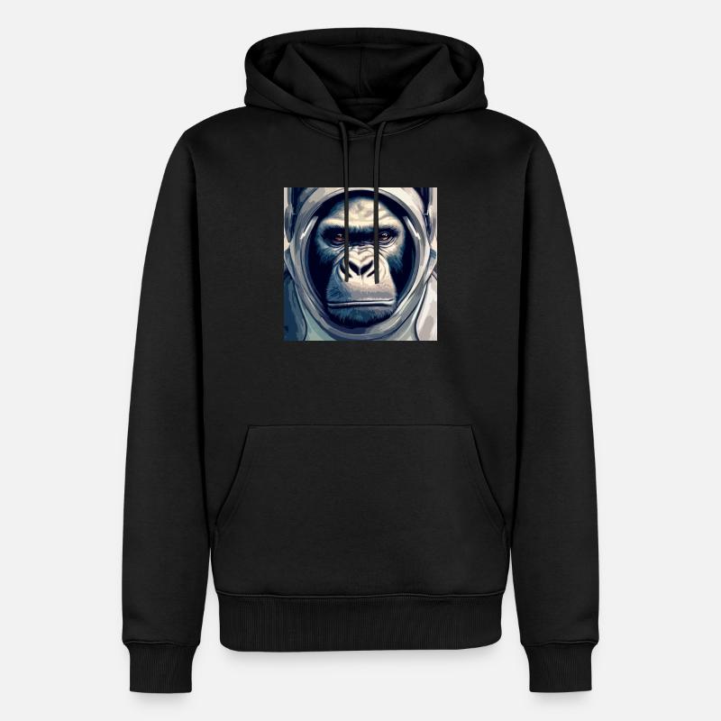 Singe astronaute, avec combinaison spatiale - Sweat à capuche Premium bio Homme - noir