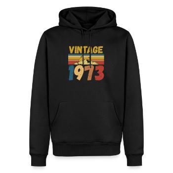 vintage 1973 - Men’s Premium Organic Hoodie - black - Front - Nico (187cm)