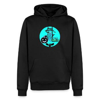 Halloween, bats and pumpkin - Men’s Premium Organic Hoodie - black - Front - Nico (187cm)