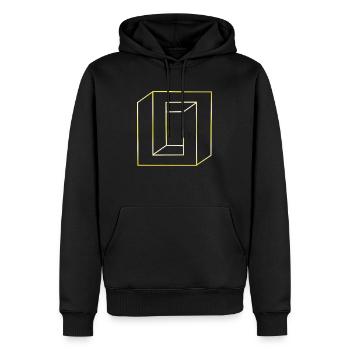 optik - Männer Premium Bio Hoodie - Schwarz - Vorne - Nico (187cm)