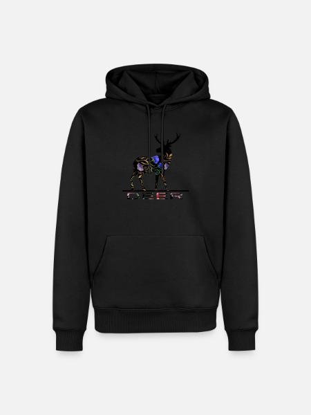 Cerf - Sweat à capuche Premium bio Homme - noir
