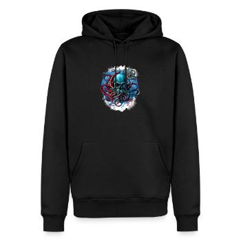 Pieuvre pirate - Sweat à capuche Premium bio Homme - noir - Devant - Nico (187cm)