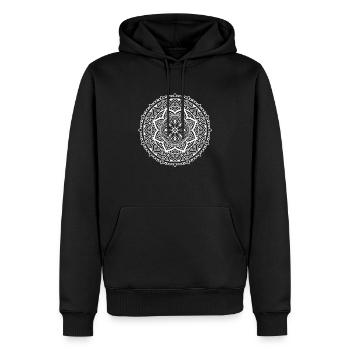 Blume Mandala - Männer Premium Bio Hoodie - Schwarz - Vorne - Nico (187cm)