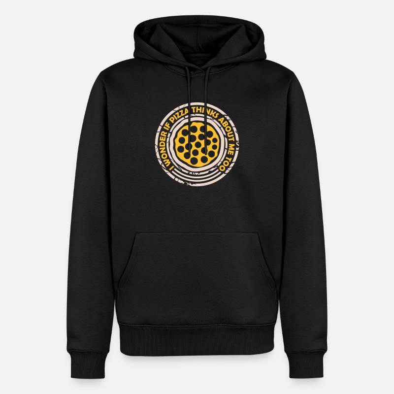 pizza thinks about me - Männer Premium Bio Hoodie - Schwarz