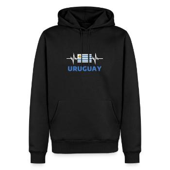 Uruguay Fußball 2022 Herzschlag Uruguay - Männer Premium Bio Hoodie - Schwarz - Vorne - Nico (187cm)