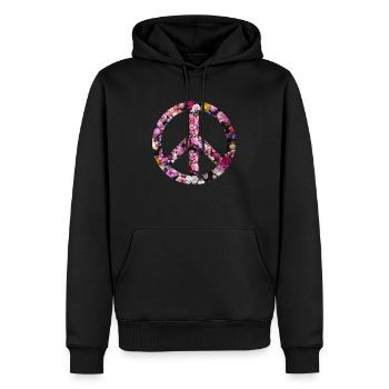 Signe de paix fleuri - Sweat à capuche Premium bio Homme - noir - Devant - Nico (187cm)