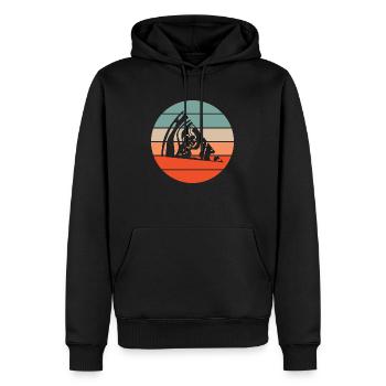Pizza Retro Sonnenuntergang - Männer Premium Bio Hoodie - Schwarz - Vorne - Nico (187cm)
