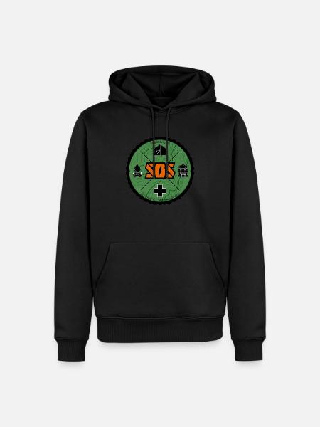 SOS Logo green - Men’s Premium Organic Hoodie - black