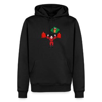 Père Noël en forme - Sweat à capuche Premium bio Homme - noir - Devant - Nico (187cm)