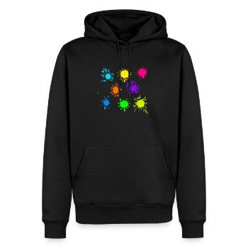 Bunte Farbkleckse Farbspritzer - Männer Premium Bio Hoodie - Schwarz - Vorne - Nico (187cm)