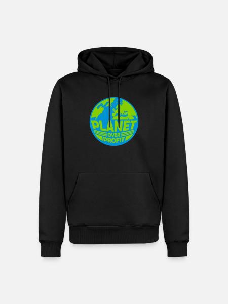 planet over profit quote - Men’s Premium Organic Hoodie - black
