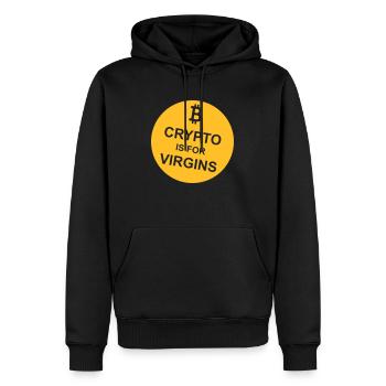crypto is for virgins - Männer Premium Bio Hoodie - Schwarz - Vorne - Nico (187cm)