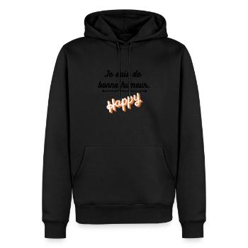Je suis de bonne humeur - Sweat à capuche Premium bio Homme - noir - Devant - Nico (187cm)