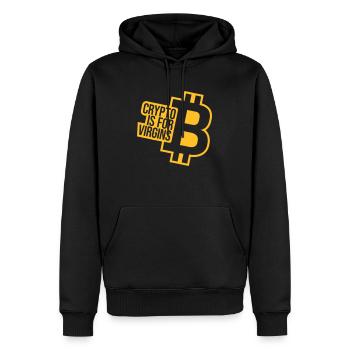 crypto is for virgins - Männer Premium Bio Hoodie - Schwarz - Vorne - Nico (187cm)