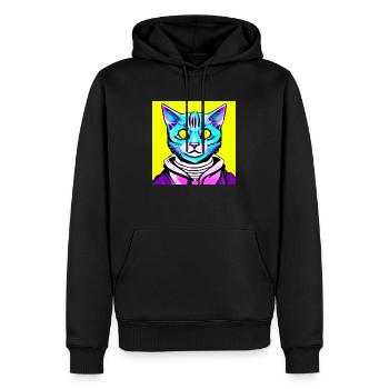 Illustrazione di un ritratto di un gatto, vettore - Felpa con cappuccio ecologica premium da uomo - nero - Fronte - Nico (187cm)