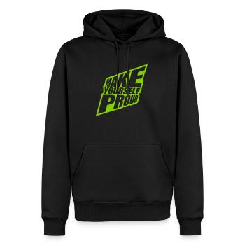 make yourself proud Zitat - Männer Premium Bio Hoodie - Schwarz - Vorne - Nico (187cm)