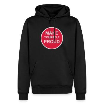 make yourself proud Zitat - Männer Premium Bio Hoodie - Schwarz - Vorne - Nico (187cm)