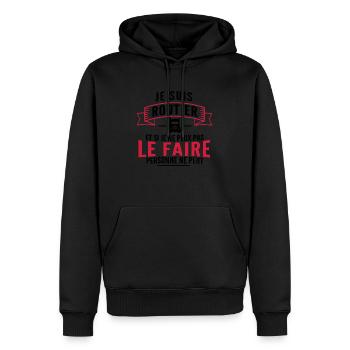 je suis routier / cadeau humour routier - Sweat à capuche Premium bio Homme - noir - Devant - Nico (187cm)
