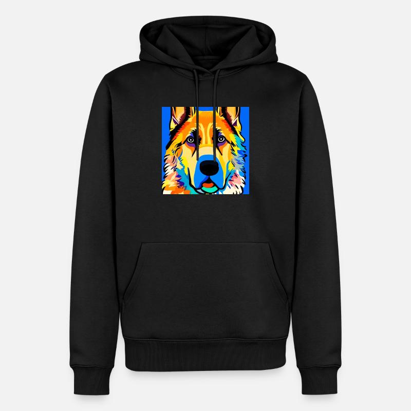 Deutscher Schäferhund, digitale Malerei, - Männer Premium Bio Hoodie - Schwarz