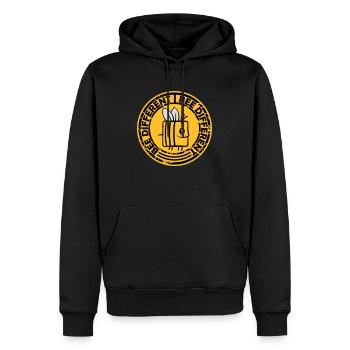bee different Spruch Zitat - Männer Premium Bio Hoodie - Schwarz - Vorne - Nico (187cm)