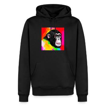 Illustration eines Porträts eines Schimpansen - Männer Premium Bio Hoodie - Schwarz - Vorne - Nico (187cm)