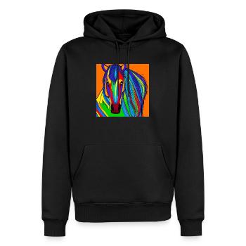 Illustration colorée d’un cheval - Sweat à capuche Premium bio Homme - noir - Devant - Nico (187cm)