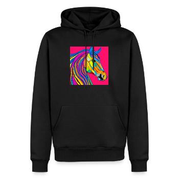Farbenfrohe Illustration eines Pferdes - Männer Premium Bio Hoodie - Schwarz - Vorne - Nico (187cm)