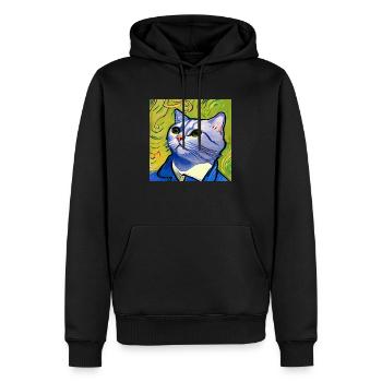 Katze gemalt von Van Gogh - Männer Premium Bio Hoodie - Schwarz - Vorne - Nico (187cm)