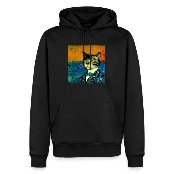 Katze gemalt von Van Gogh - Männer Premium Bio Hoodie - Schwarz - Vorne - Nico (187cm)