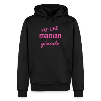 future maman géniale / je vais être maman - Sweat à capuche Premium bio Homme - noir - Devant - Nico (187cm)