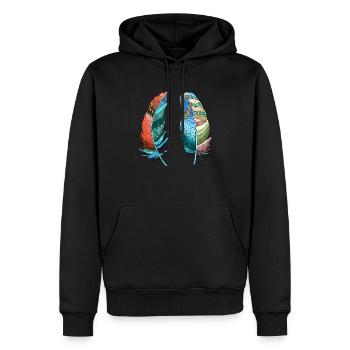 Feder - Männer Premium Bio Hoodie - Schwarz - Vorne - Nico (187cm)