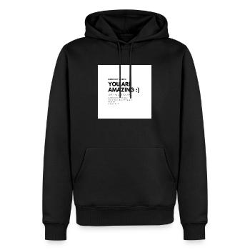 Good day - Männer Premium Bio Hoodie - Schwarz - Vorne - Nico (187cm)