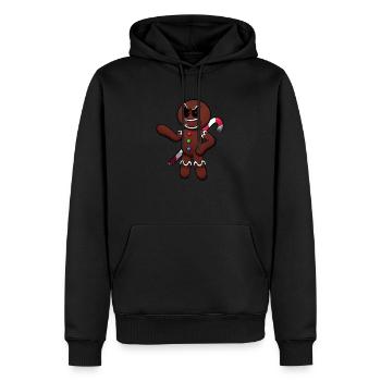 Méchant homme en pain d’épice - Sweat à capuche Premium bio Homme - noir - Devant - Nico (187cm)