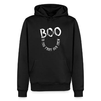 Boo to you from our crew - Männer Premium Bio Hoodie - Schwarz - Vorne - Nico (187cm)