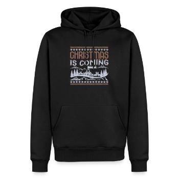 Noël approche - Sweat à capuche Premium bio Homme - noir - Devant - Nico (187cm)