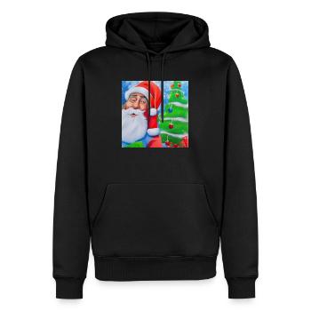 Weihnachtsmann mit Tannenbaum - Männer Premium Bio Hoodie - Schwarz - Vorne - Nico (187cm)