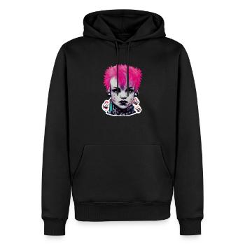 Punk sticker art - Sweat à capuche Premium bio Homme - noir - Devant - Nico (187cm)