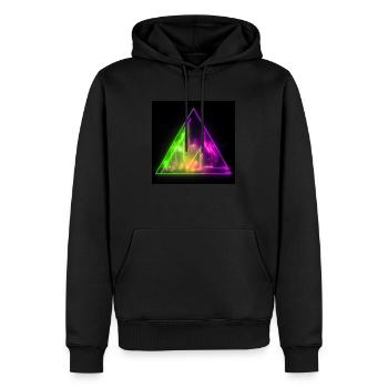 Abstract neon lights triangle cityscape design - Männer Premium Bio Hoodie - Schwarz - Vorne - Nico (187cm)