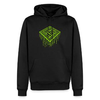 Langage de programme de code binaire - Sweat à capuche Premium bio Homme - noir - Devant - Nico (187cm)