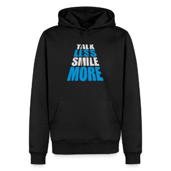 talk less smile more - Men’s Premium Organic Hoodie - black - Front - Nico (187cm)