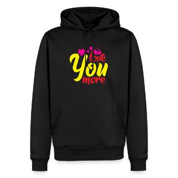 love you more - Männer Premium Bio Hoodie - Schwarz - Vorne - Nico (187cm)