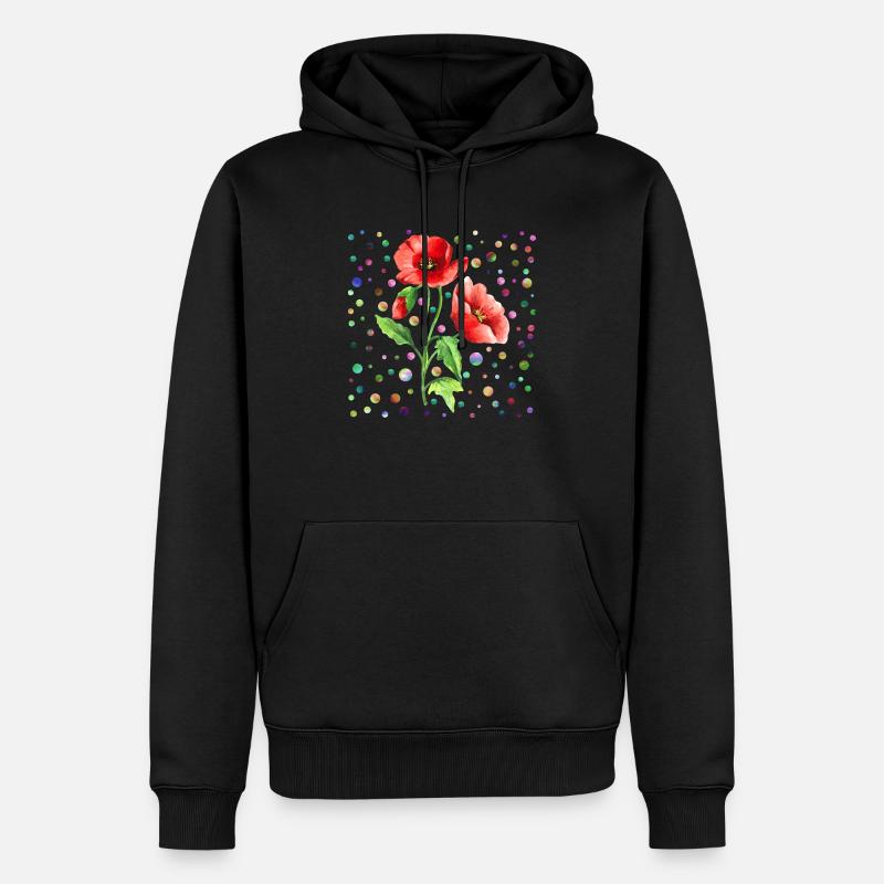 Fleur - Sweat à capuche Premium bio Homme - noir