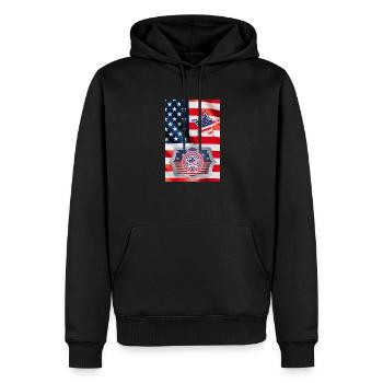 USA, étoiles et ceintures - Sweat à capuche Premium bio Homme - noir - Devant - Nico (187cm)