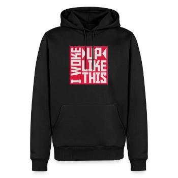 woke up like this - Männer Premium Bio Hoodie - Schwarz - Vorne - Nico (187cm)