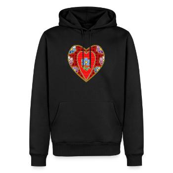 Herz - Männer Premium Bio Hoodie - Schwarz - Vorne - Nico (187cm)