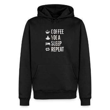 coffee yoga sleep - Men’s Premium Organic Hoodie - black - Front - Nico (187cm)