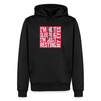 im not sleeping Zitat - Männer Premium Bio Hoodie - Schwarz - Vorne - Nico (187cm)