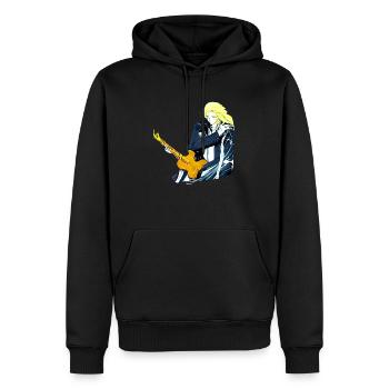 Type avec guitare - Sweat à capuche Premium bio Homme - noir - Devant - Nico (187cm)