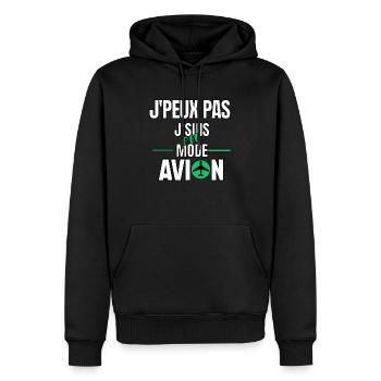 J’peux pas j’suis en mode avion - Sweat à capuche Premium bio Homme - noir - Devant - Nico (187cm)