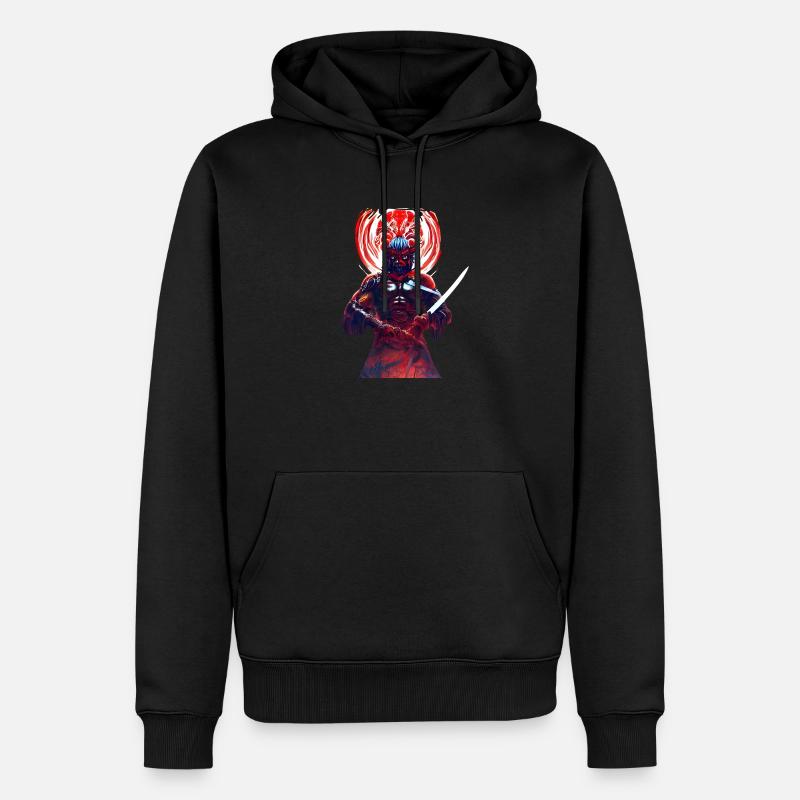 Samouraï rouge - Sweat à capuche Premium bio Homme - noir